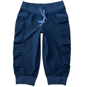 Athleta Karma Cropped Slouch Capri Joggers Black Size 8 Drawstring Ruched